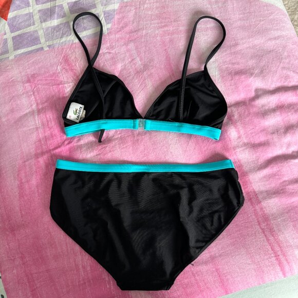 Vintage & *Super RARE* Lacoste Black & Aqua Bikini Sz 40 Like New Condition - Picture 3 of 7